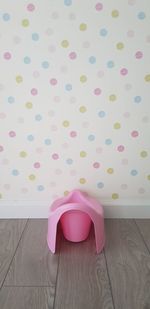 High angle view of pink balloons on table at home