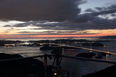 View of illuminated city at night