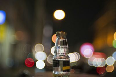 Close-up of illuminated lights at night