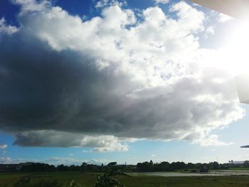 Scenic view of landscape against cloudy sky