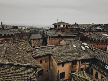 High angle view of buildings in city