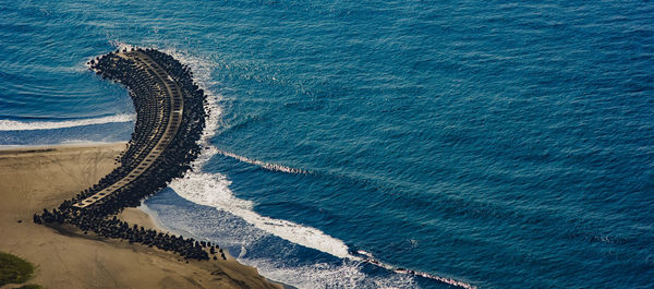 High angle view of sea shore