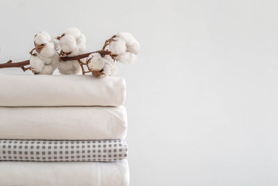 Close-up of stuffed toy against white background