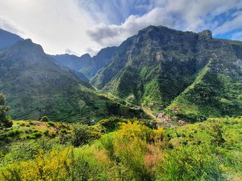 Scenic view of mountains against sky