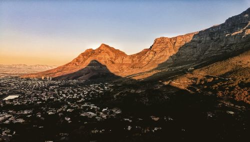 Scenic view of mountains against clear sky