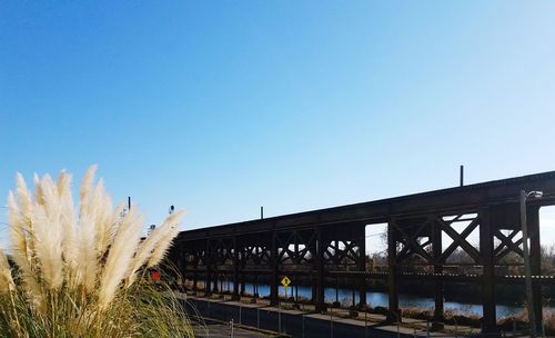 Bridge against clear blue sky