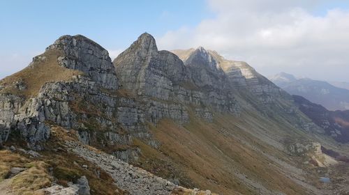 Scenic view of rocky mountains against sky