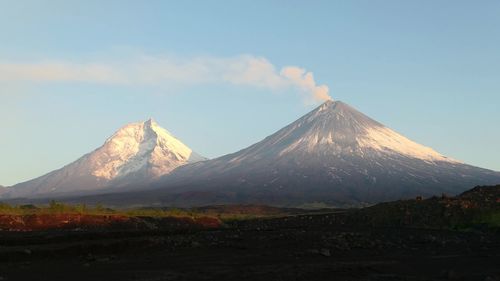 Scenic view of snowcapped mountain against sky