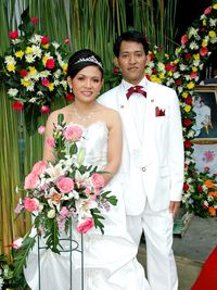 Portrait of couple during wedding ceremony