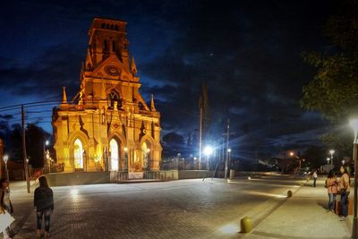 View of illuminated city at night