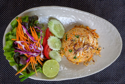 Close-up of salad served in plate