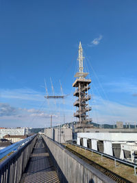 Bridge in city against sky