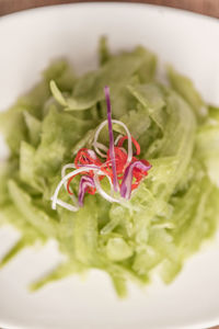 High angle view of vegetables on table