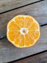 High angle view of orange on table