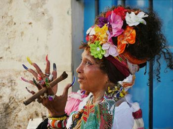 Woman with flowers