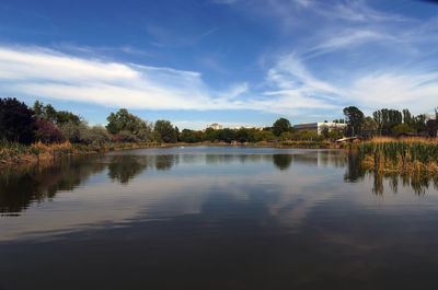 Scenic view of lake against sky