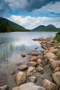 Scenic view of lake against sky