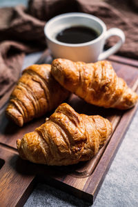High angle view of coffee on table