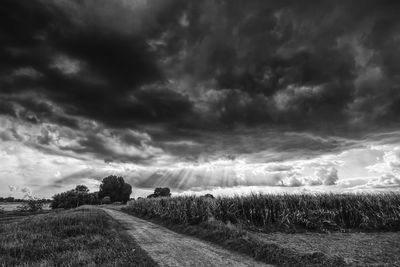 Scenic view of dramatic sky over land