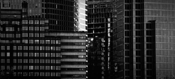 Modern buildings in city at night