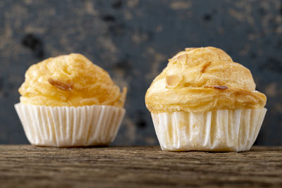Close-up of cupcakes on table