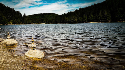 Scenic view of lake against sky