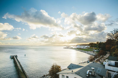 High angle view of sea against sky