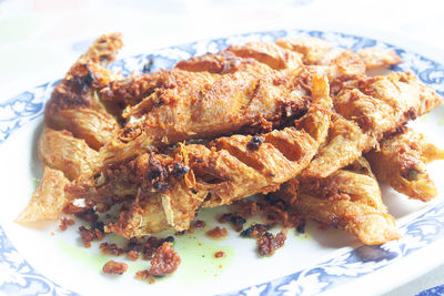 Close-up of meal served in plate