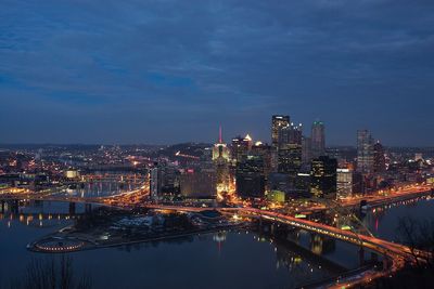 Illuminated city at night