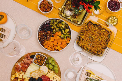 High angle view of food on table