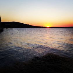 Scenic view of sea during sunset