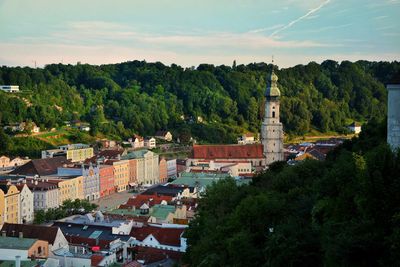 Town against sky