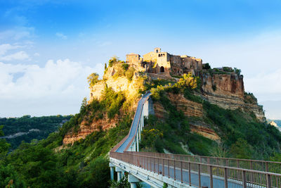 Low angle view of fort against sky