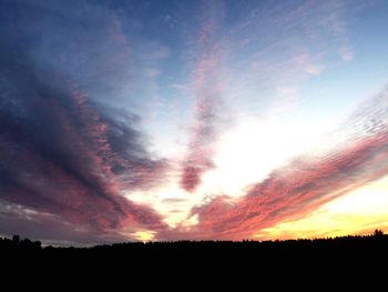 Silhouette landscape against sky during sunset