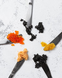 High angle view of berries on table