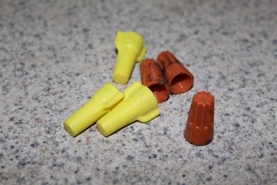 High angle view of toys on bottle