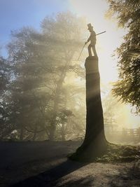 Man standing by tree against sky