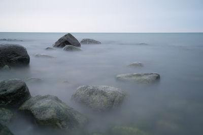 Scenic view of sea against clear sky