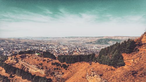 High angle view of landscape against sky