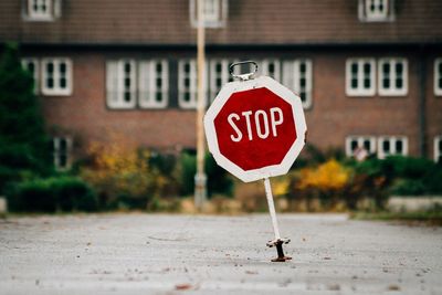 Stop sign on street