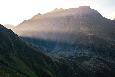 Scenic view of rocky mountains against sky, fagaras mountains, romania