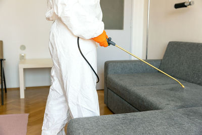 Man working with umbrella