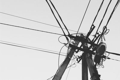 Low angle view of electricity pylon