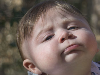 Close-up portrait of cute baby boy