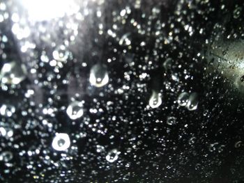 Full frame shot of raindrops on windshield