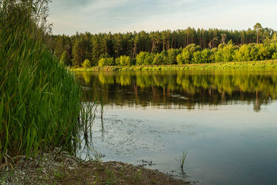 Scenic view of lake against sky