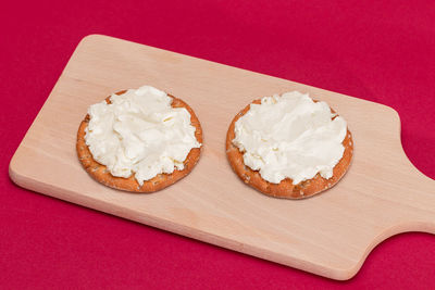 High angle view of cookies on table