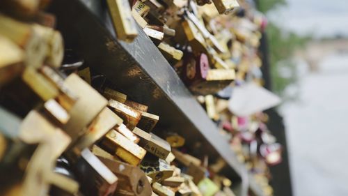 Close-up of padlocks