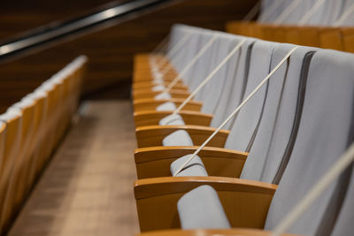 Close-up of empty seats