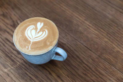 High angle view of coffee on table